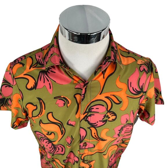 The Seea Hawaiian Reed Shirt Womens Small Green Short Sleeve Button Freya New - Picture 2 of 10
